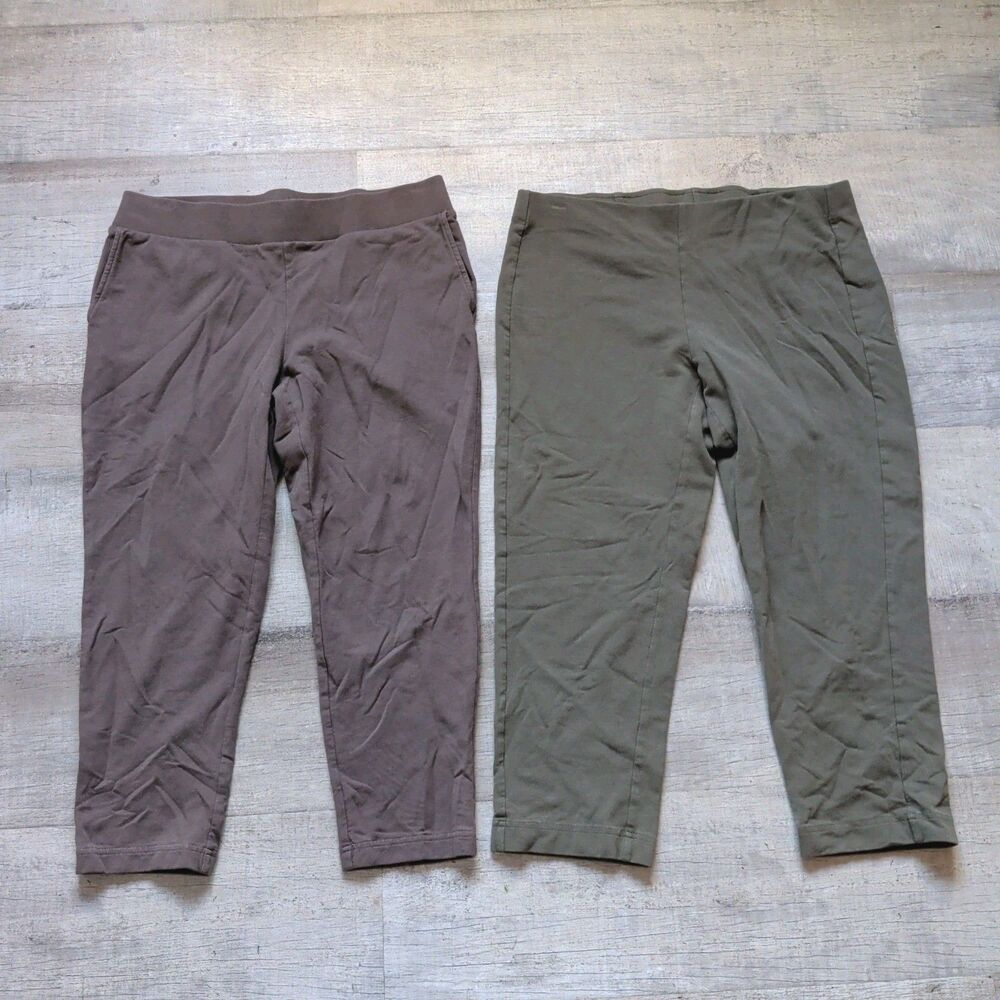 Pure Jill Women's Slim-Leg Cropped Pants Size S Petite Lot of 2 Brown Green